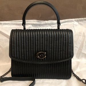 NEW Coach Parker Quilted Rivets Top Handle Black